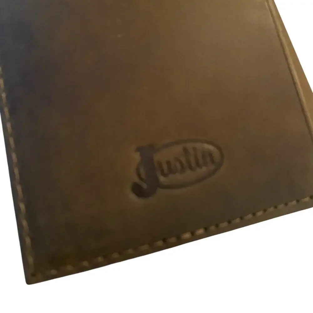 NWT Men’s Justin Russet Inlay Rodeo Genuine Leather Brown Western RFID Wallet